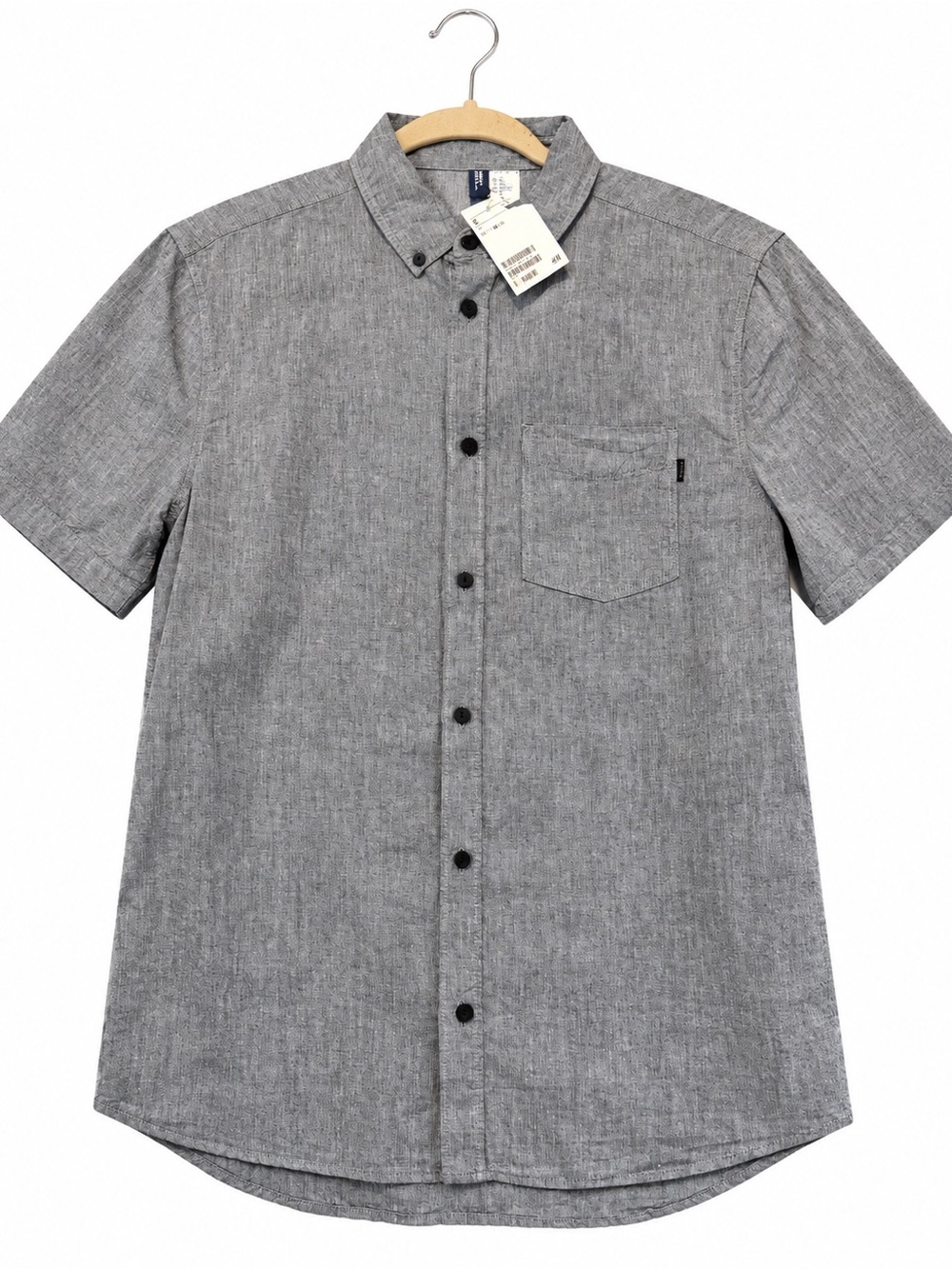H&M Gray Short-Sleeve Button-Down Shirt